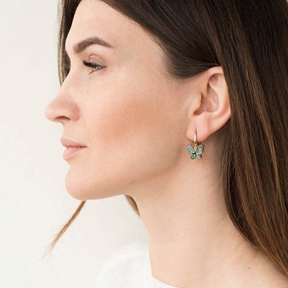 Золоті сережки "Метелики" (фіаніт) с05458 №4