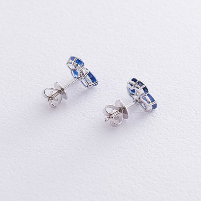 Золотые серьги-пусеты (сапфир, бриллиант) сб0248sth №3