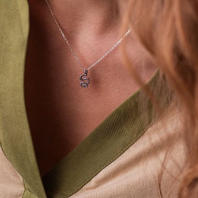 Срібне кольє "Змія" 181108 №3