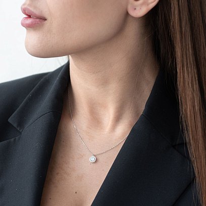 Серебряное колье с фианитами 181027 №2