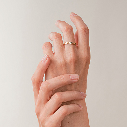 Кольцо "Цепочка" в желтом золоте к07542 №2