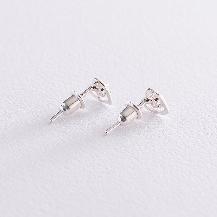 Срібні сережки - пусети "Сердечка" з фіанітами 123060 від ювелірного магазину Онікс - 2