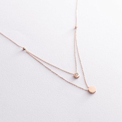 Кольє "Маленьке коло" з одним фиіанітом (червоне золото) кол01719 №2