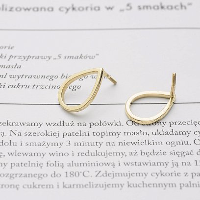 Серьги-пусеты "Большие капельки" в желтом золоте 1.7*1.2 см с06316 №4