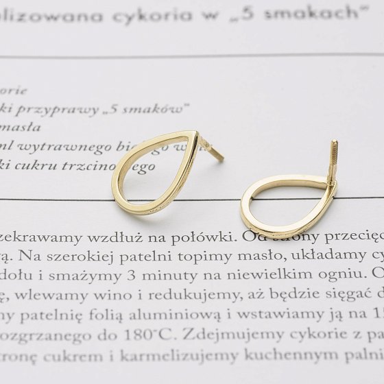 Серьги-пусеты "Большие капельки" в желтом золоте 1.7*1.2 см с06316 №4