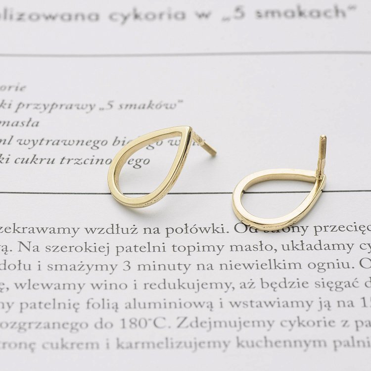 Серьги-пусеты "Большие капельки" в желтом золоте 1.7*1.2 см с06316 от ювелирного магазина Оникс - 4