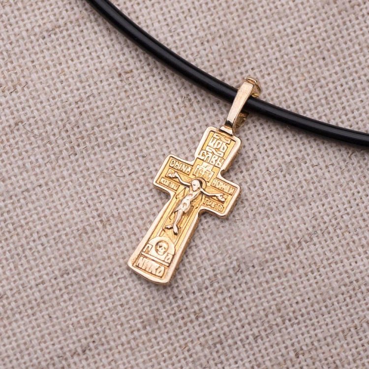 Срібний православний хрестик з позолотою 131796 від ювелірного магазину Онікс - 3