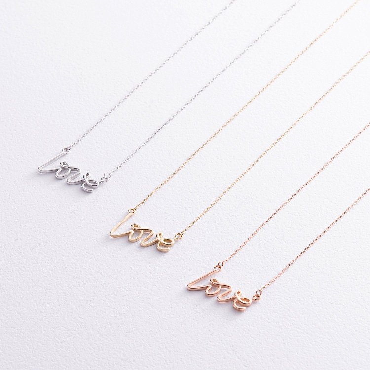 Колье "Love" в желтом золоте кол02267 от ювелирного магазина Оникс - 6