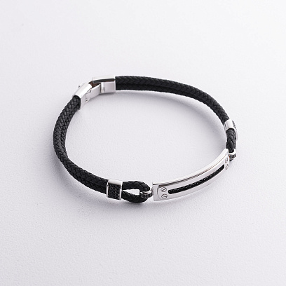 Каучуковый браслет из белого золота (фианит) б05813