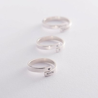 Серебряное кольцо "Твоя история" для гравировки 112283 №2