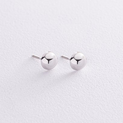 Сережки - пусети "Напівсфера" у білому золоті (0.7 см) с08205 №6