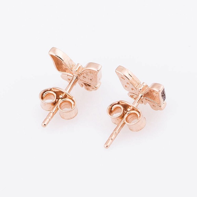 Золоті сережки-пусети "Метелики" з фіанітами с04789 від ювелірного магазину Онікс - 2