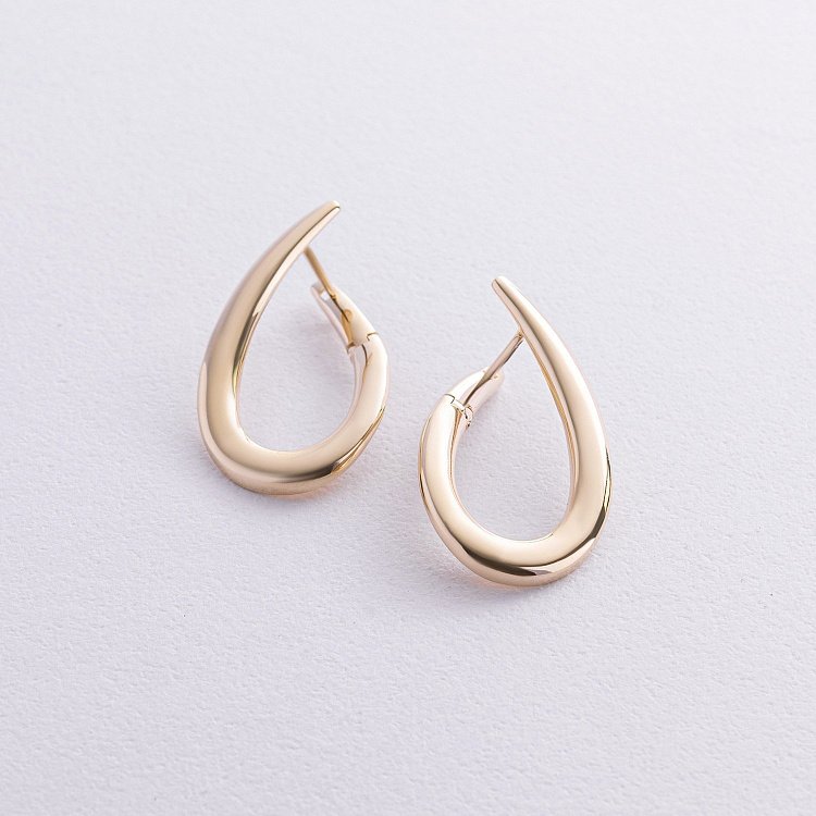 Серьги "Капельки" в желтом золоте с08747 от ювелирного магазина Оникс