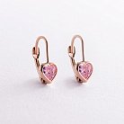 Дитячі золоті сережки "Сердечки" з рожевими фіанітами  с08287 от ювелирного магазина Оникс