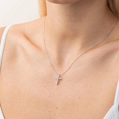 Золотий хрестик з діамантами пб0087sl №2