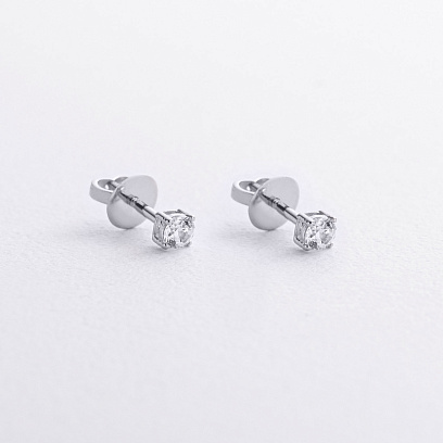 Сережки - пусети з фіанітами (біле золото) с09640 №2