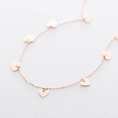 Золотое колье с сердечками кол01443 №4