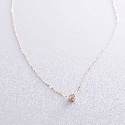 Золотое колье с фианитом кол00954