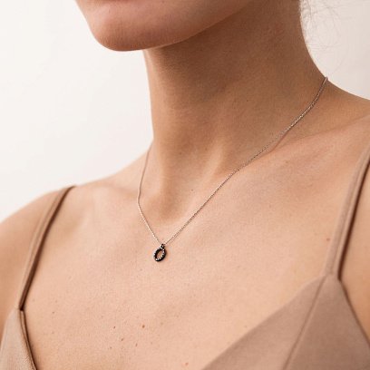 Золоте кольє "Кругообіг" (чорні діаманти) 0.8 см колб0064di №4