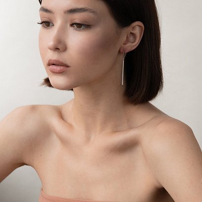 Серебряные серьги - пусеты в стиле минимализм 122586 №8