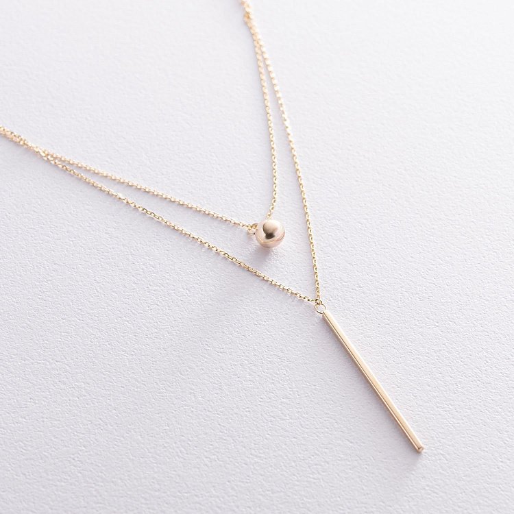 Подвійне кольє "Хлоя" з кулькою в жовтому золоті кол01891 від ювелірного магазину Онікс