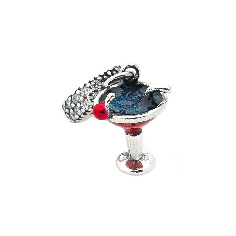 Серебряный шарм "Коктейль"(эмаль,фианиты) 132582 от ювелирного магазина Оникс - 2