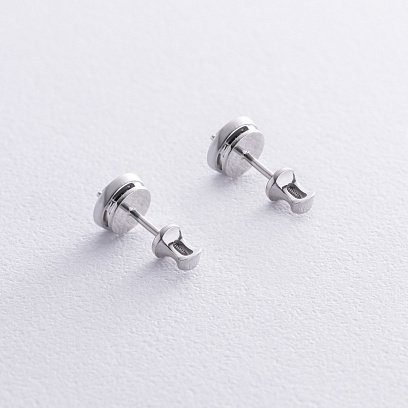 Сережки - пусети з діамантами (біле золото) 336181122 №3