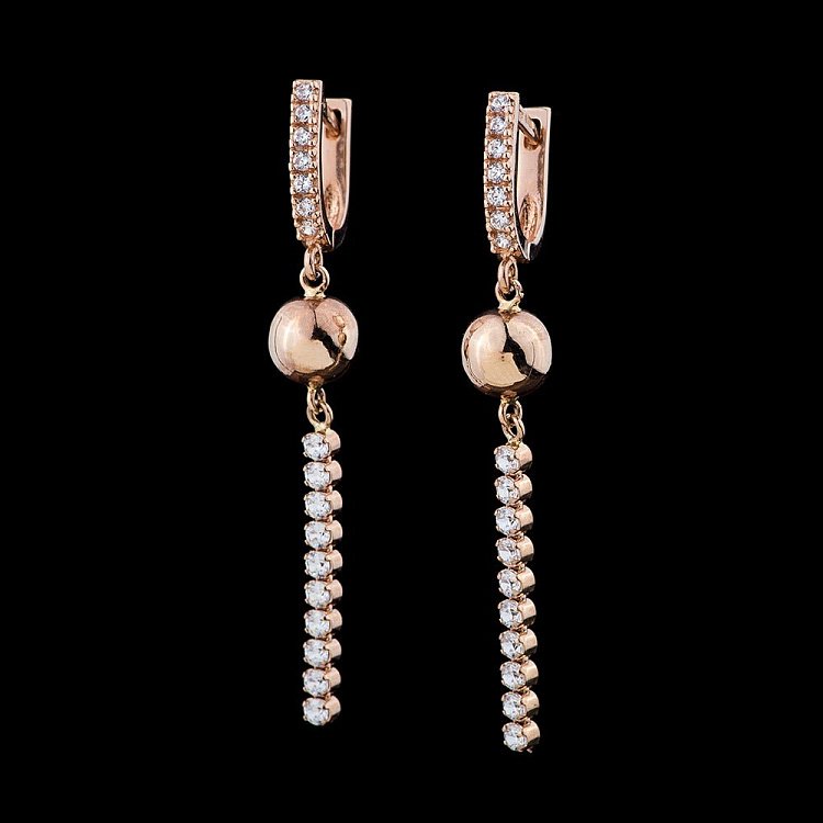 Золоті сережки з фіанітами с02054 від ювелірного магазину Онікс - 1