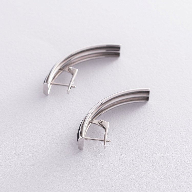 Срібні сережки з каучуком 930023с від ювелірного магазину Онікс - 3