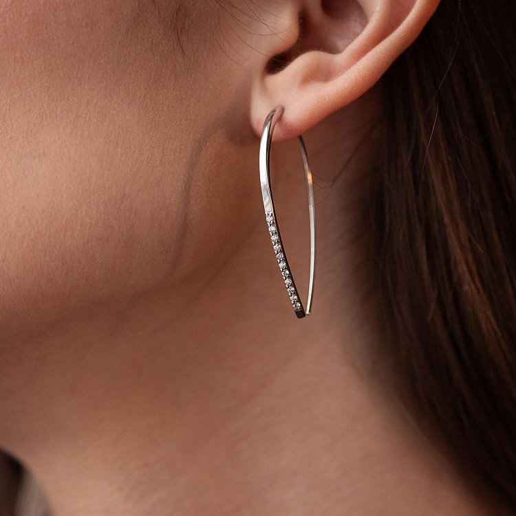 Серебряные серьги "Клео" с фианитами 4991 от ювелирного магазина Оникс - 4