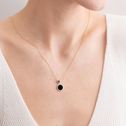 Золотое колье с бриллиантами и эмалью 722813121 №2