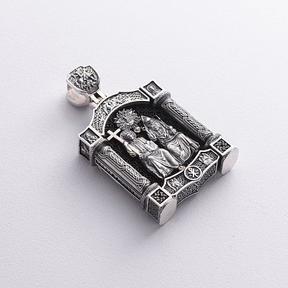 Срібний кулон "Миколай Чудотворець. Свята Трійця" (ебенове дерево) 1463 №7