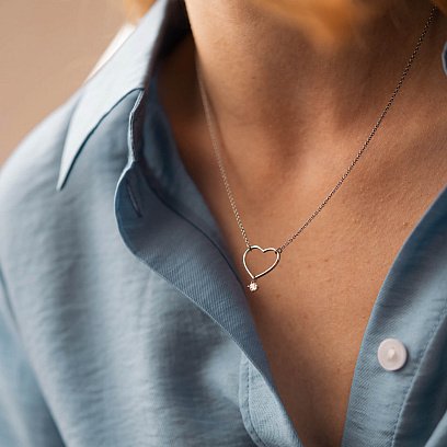 Срібне кольє "Сердечко" з фіанітом 1087 №6