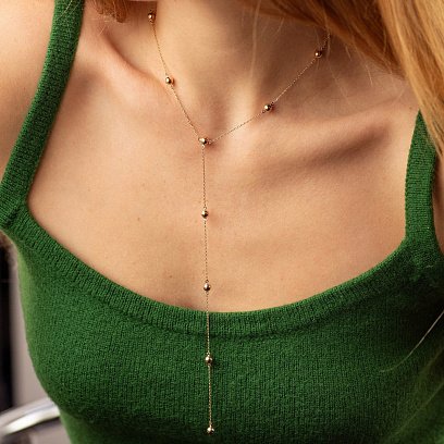 Кольє - краватка "Кульки" у червоному золоті кол02489 №2