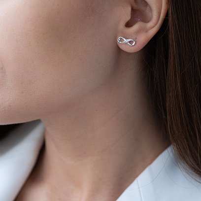 Срібні сережки - пусети "Нескінченність" 122870 №2