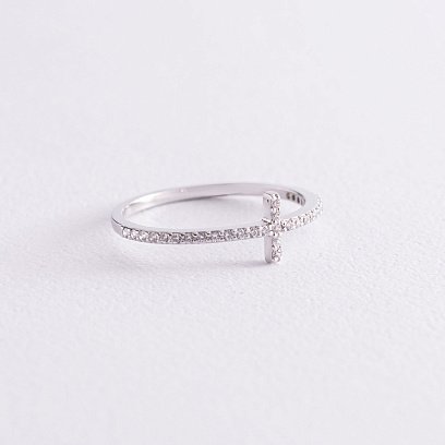 Каблучка "Дейзі" в білому золоті (фіаніти) з3913б