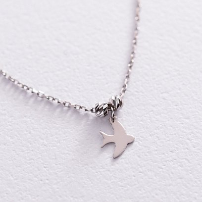 Колье "Ласточки" в белом золоте кол02020 №5