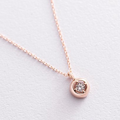 Золоте кольє з одним фіанітом кол01964 №3