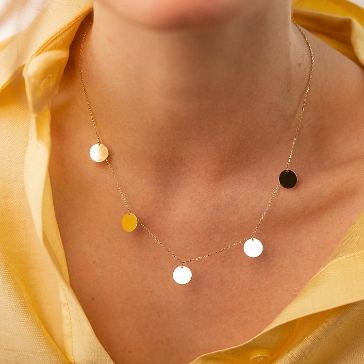 Кольє "Монетки" в жовтому золоті (5 шт) кол01438 від ювелірного магазину Онікс - 13