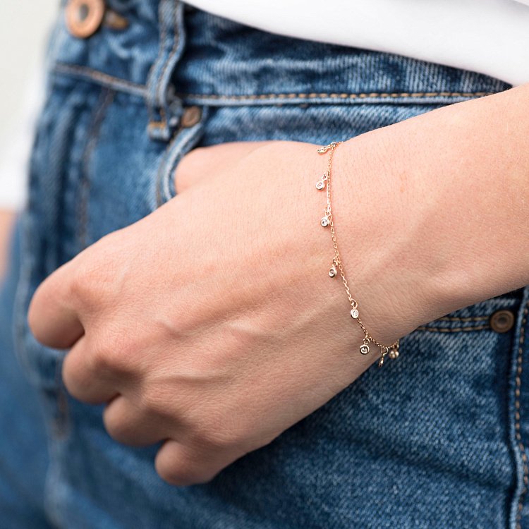 Золотий браслет з фіанітами б03401 від ювелірного магазину Онікс - 2