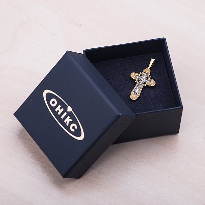 Православный крестик "Распятие. Спаси и сохрани" (позолота) 131792 №3