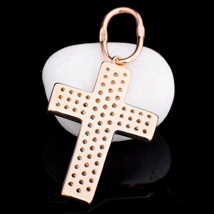 Золотой крестик с фианитами п01936 от ювелирного магазина Оникс - 1