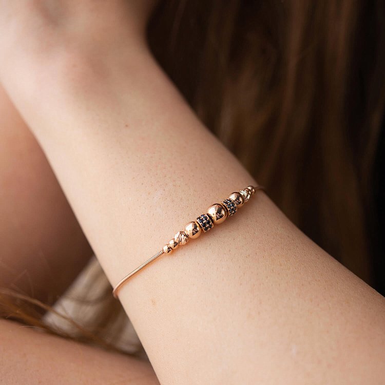 Браслет "Шарики" в красном золоте (фианиты) б05106 от ювелирного магазина Оникс - 3