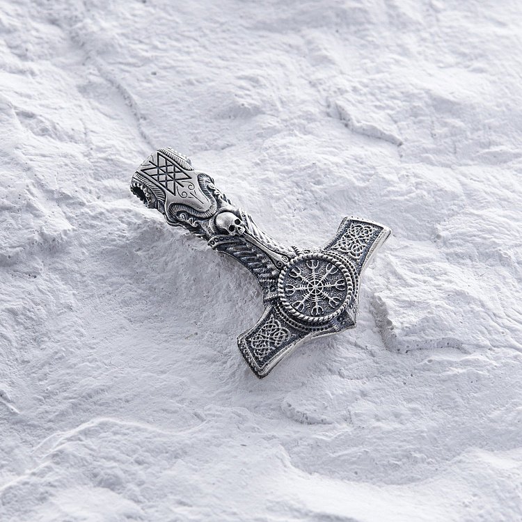 Срібний кулон - молот "Шолом жаху із черепом" 7043 від ювелірного магазину Онікс - 3