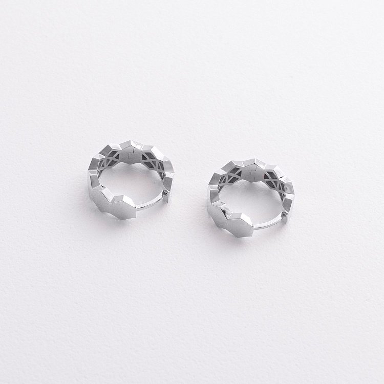 Сережки - кільця "Miranda" у білому золоті с09333 від ювелірного магазину Онікс - 1