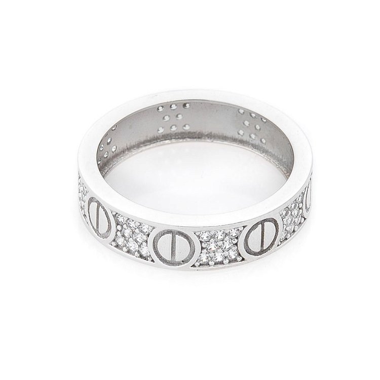 Золота каблучка з фіанітами к05611 від ювелірного магазину Онікс - 1