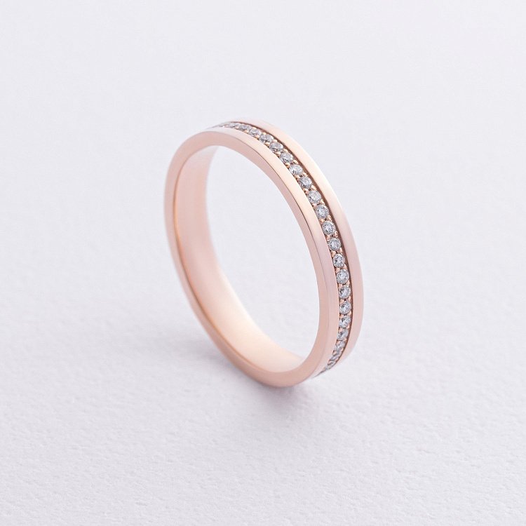 Каблучка з доріжкою діамантів (червоне золото) 236742421 від ювелірного магазину Онікс