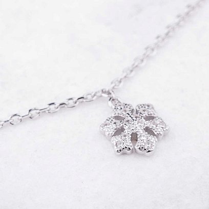 Срібний браслет на ногу з фіанітами 14933 №2