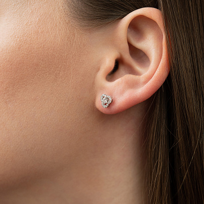 Золоті сережки - пусети "Конюшина" (діаманти) сб0629ca №4