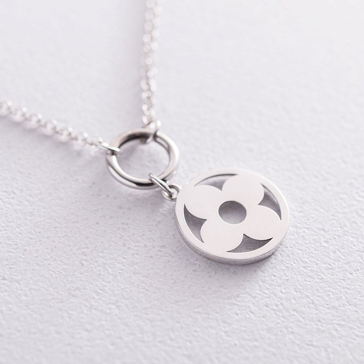 Кольє "Конюшина" в білому золоті кол01855 від ювелірного магазину Онікс - 2